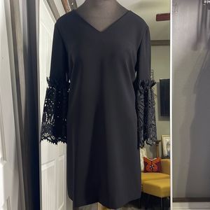 Tahari lace sleeve black mini dress Size: 10P